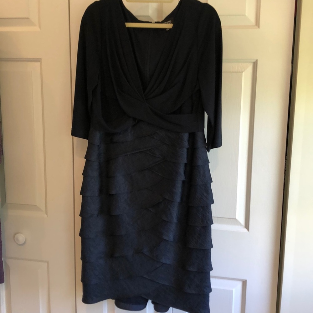 Adrianna Pappell midnight blue flounce dress